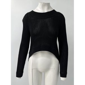 Sachin+Babi Black Long Sleeve Knit Hi-Low Cropped-Front Sweater sz S
